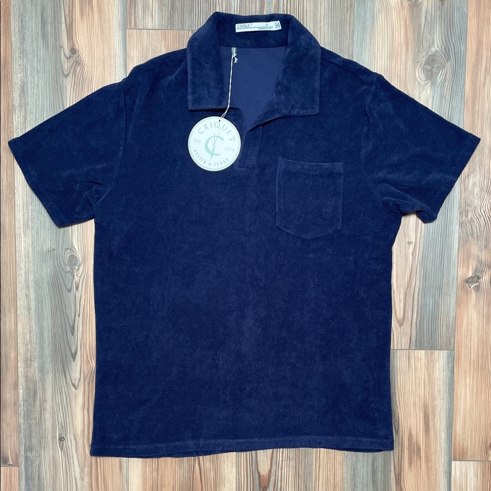 Criquet French Terry Cloth Polo Navy Medium NWT